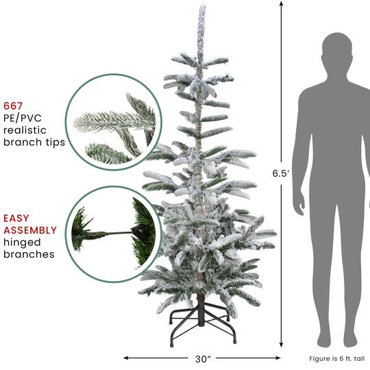 6.5ft Unlit Slim Flocked Noble Fir Artificial Christmas Tree